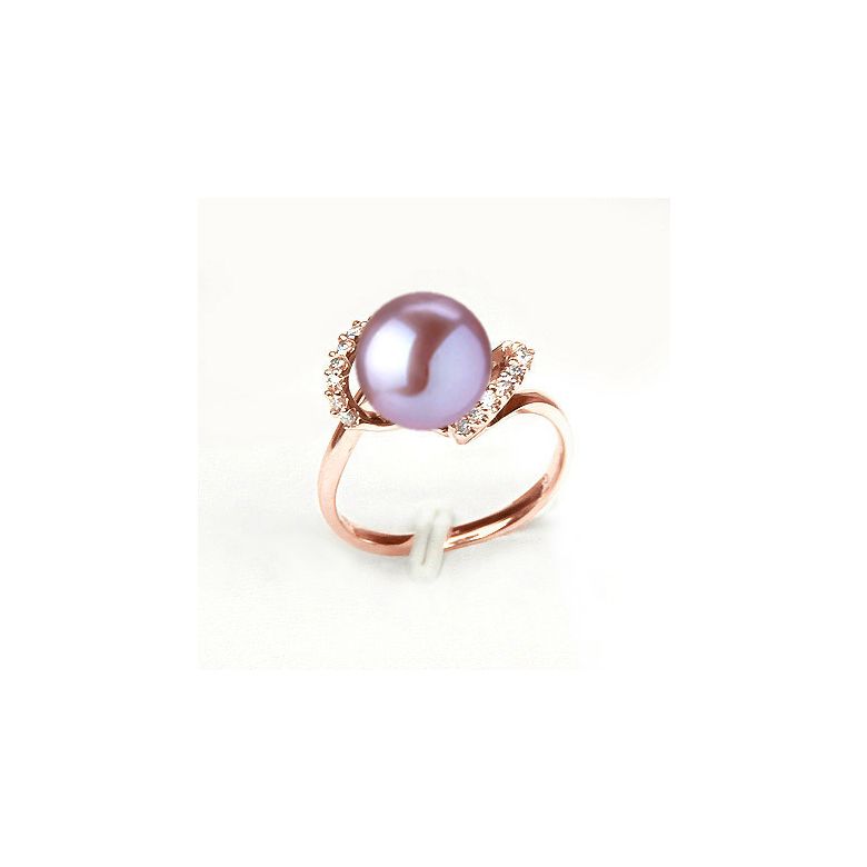 Anello Byzance - Oro Rosa 18kt, Diamanti e Perla d'Acqua Dolce - 2