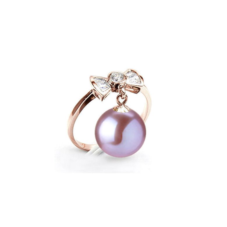 Anello Nodo Farfalla - Oro Rosa 18kt, Diamanti e Perla d'Acqua Dolce - 2