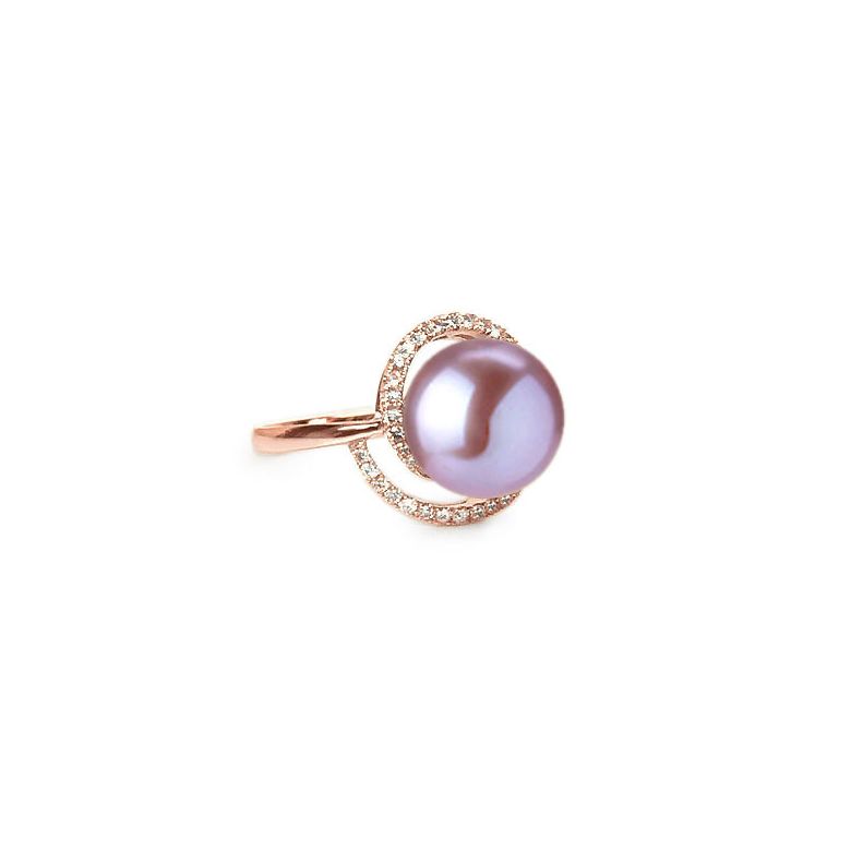 Anello Encerclement - Oro Rosa, Perla d'Acqua Dolce - 1