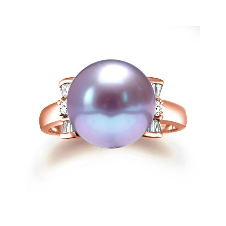 Anello Nodo Farfalla - Oro Rosa, Perla d'Acqua Dolce Lavanda - 3