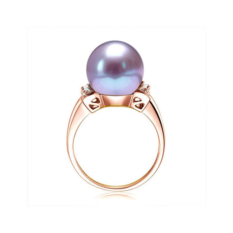 Anello Nodo Farfalla - Oro Rosa, Perla d'Acqua Dolce Lavanda - 4