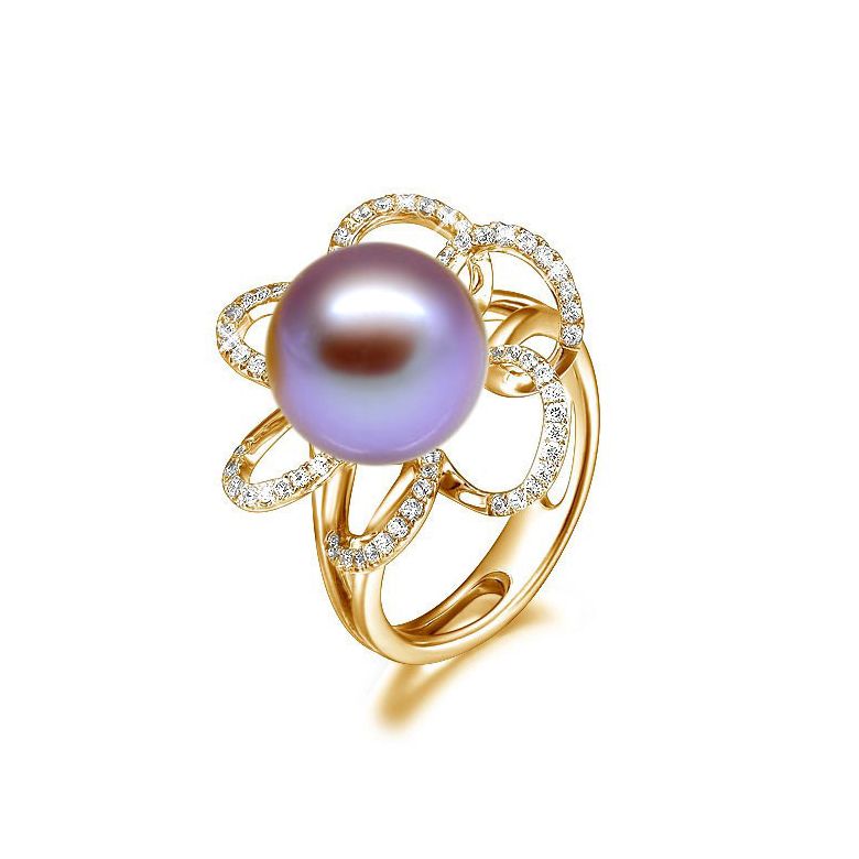 Anello Fleur Perlée - Oro Giallo, Perla d'Acqua Dolce Bianca - 6