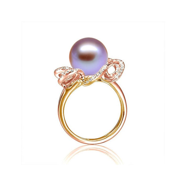 Anello Fleur Perlée - Oro Rosa, Perla d'Acqua Dolce Lavanda - 4