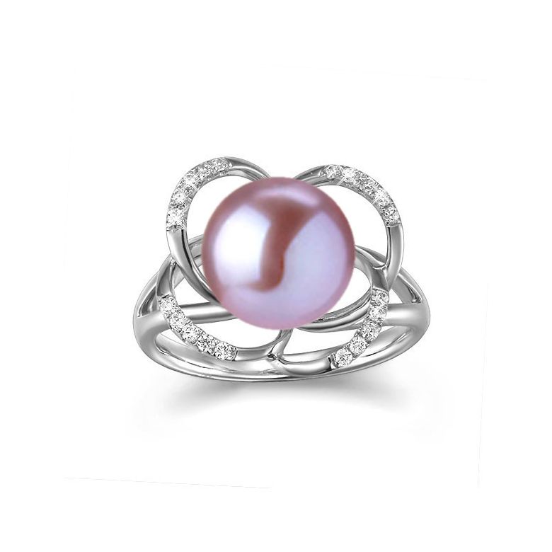 Anello Monde Floral - Oro Bianco, Perla d'Acqua Dolce - 2