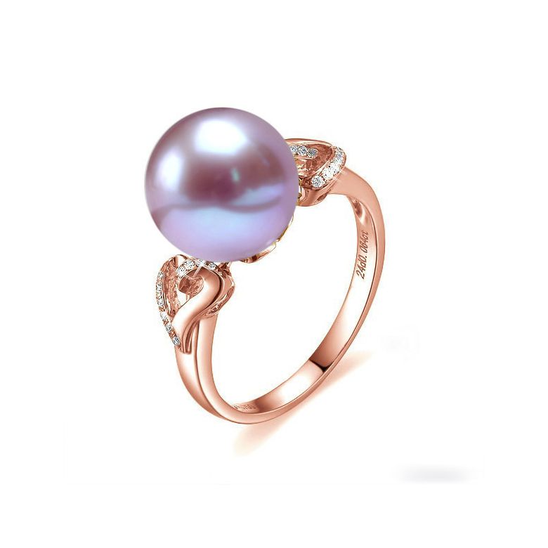 Anello Coeur de Perle - Oro Rosa, Perla d'Acqua Dolce Lavanda - 1