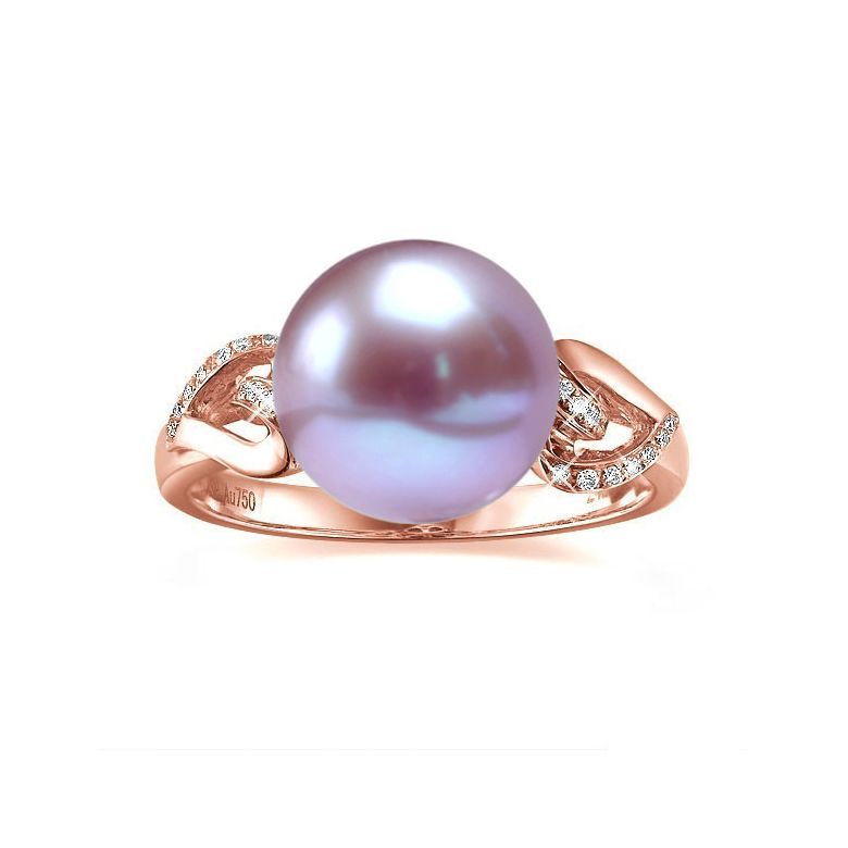 Anello Coeur de Perle - Oro Rosa, Perla d'Acqua Dolce Lavanda - 2