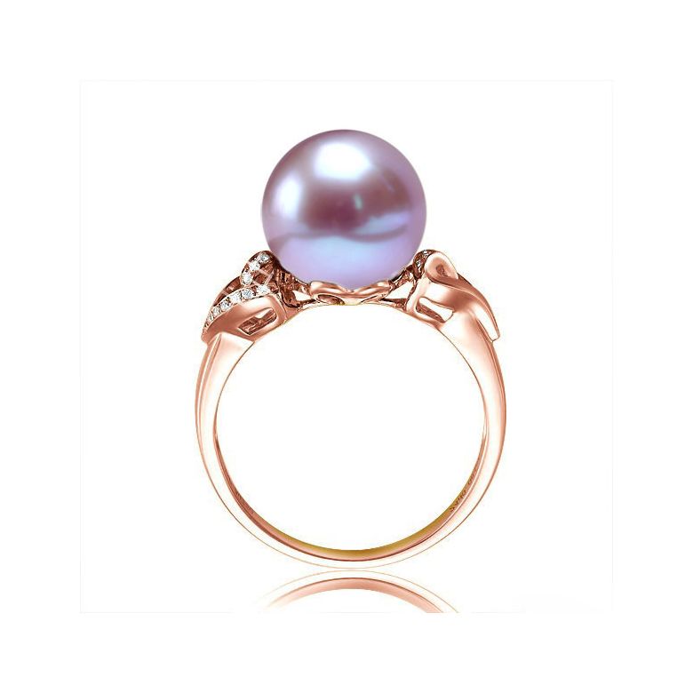 Anello Coeur de Perle - Oro Rosa, Perla d'Acqua Dolce Lavanda - 3