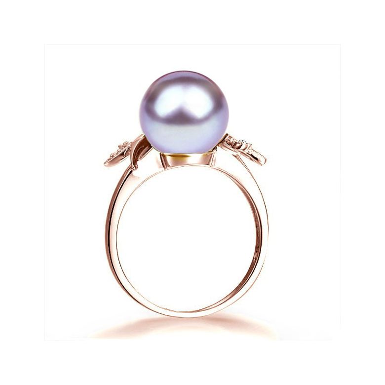 Anello Feuilles Étincelantes - Oro Rosa 18kt, Diamanti e Perla d'Acqua Dolce - 3