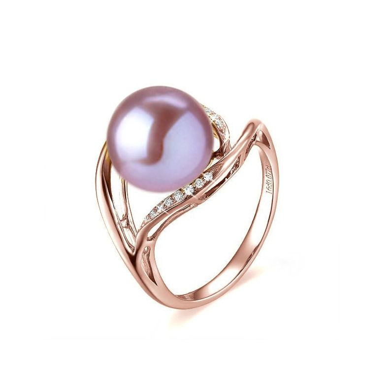 Anello Antalya - Oro Rosa, Perla d'Acqua Dolce Lavanda - 1