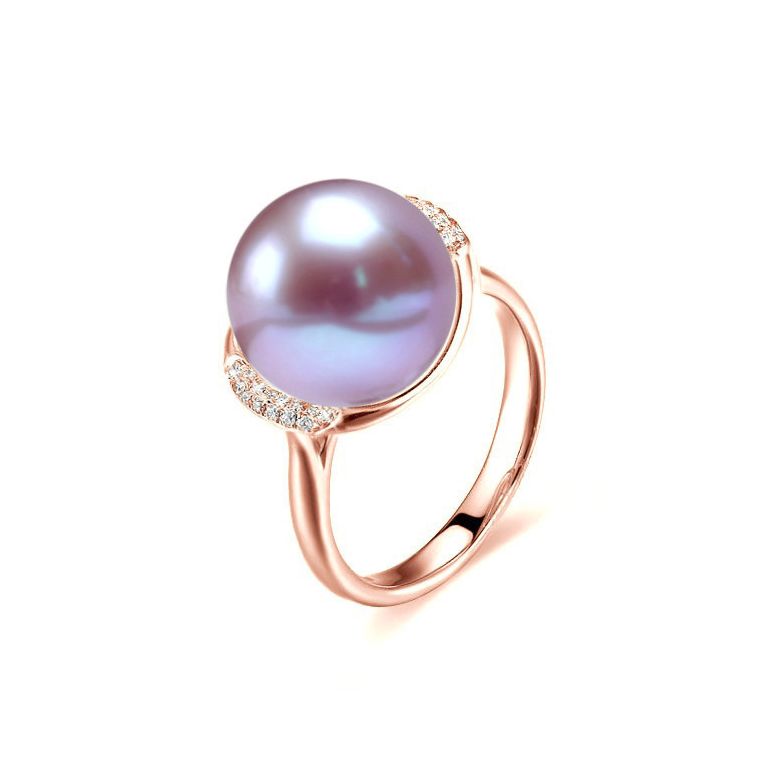 Anello Circulaire - Oro Rosa, Perla d'Acqua Dolce Lavanda - 1