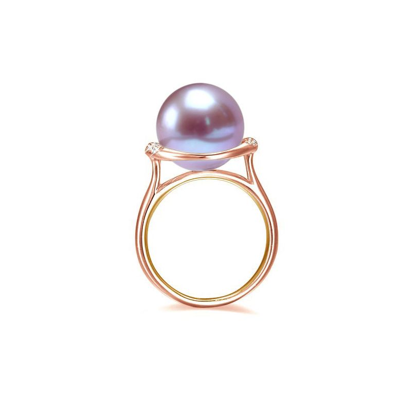 Anello Circulaire - Oro Rosa, Perla d'Acqua Dolce Lavanda - 3