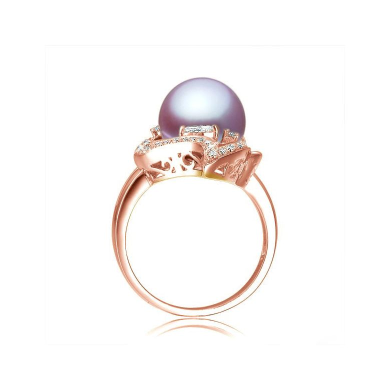 Anello Végétale - Oro Rosa, Perla d'Acqua Dolce Lavanda - 3