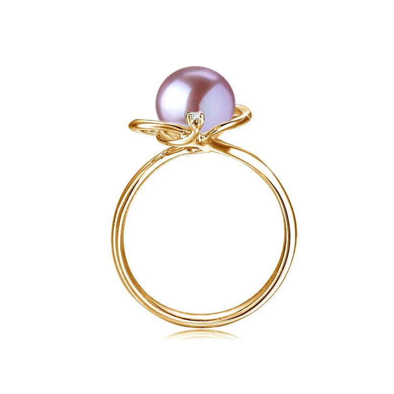 Anello Résurrection - Oro Giallo 18kt, Diamante e Perla d'Acqua Dolce - 3