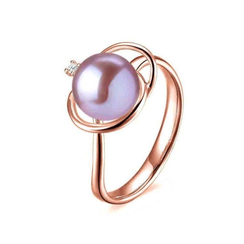 Anello Résurrection - Oro Rosa 18kt, Diamante e Perla d'Acqua Dolce - 1