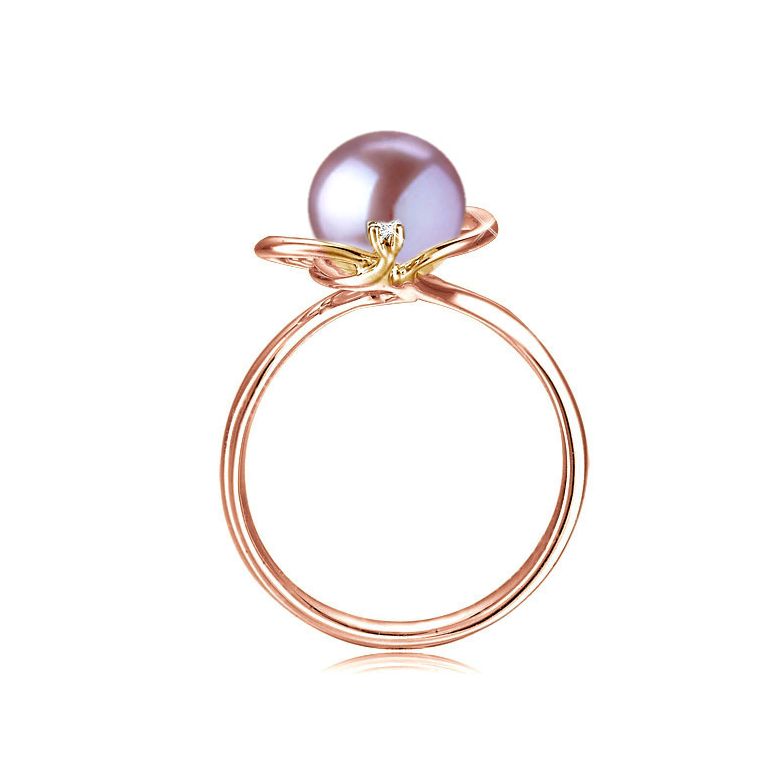 Anello Résurrection - Oro Rosa 18kt, Diamante e Perla d'Acqua Dolce - 3