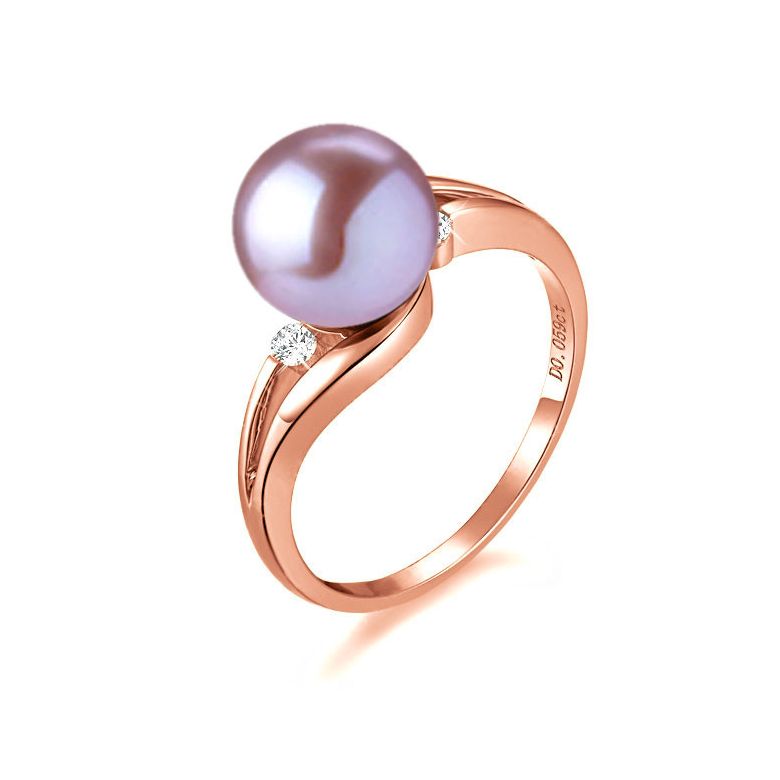 Anello Feuilles de Style - Oro Rosa 18kt e Perla d'Acqua Dolce - 1