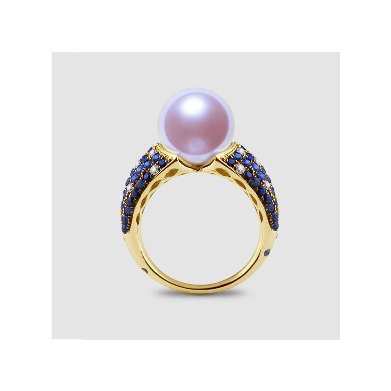 Anello L'Enchanteur - Oro Giallo, Zaffiri, Diamanti & Perla d'Acqua Dolce - 1