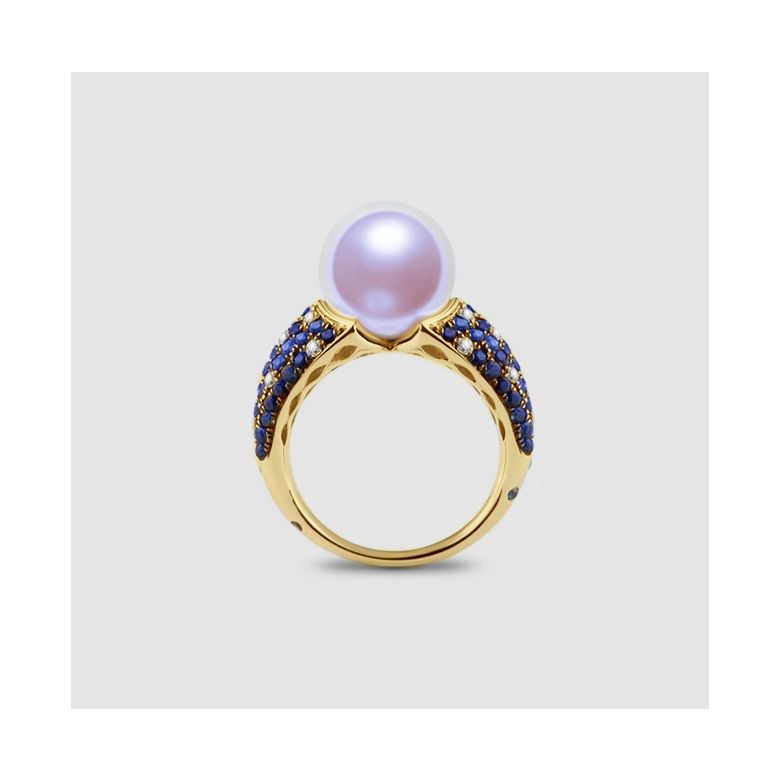 Anello L'Enchanteur - Oro Giallo, Zaffiri, Diamanti & Perla d'Acqua Dolce - 6