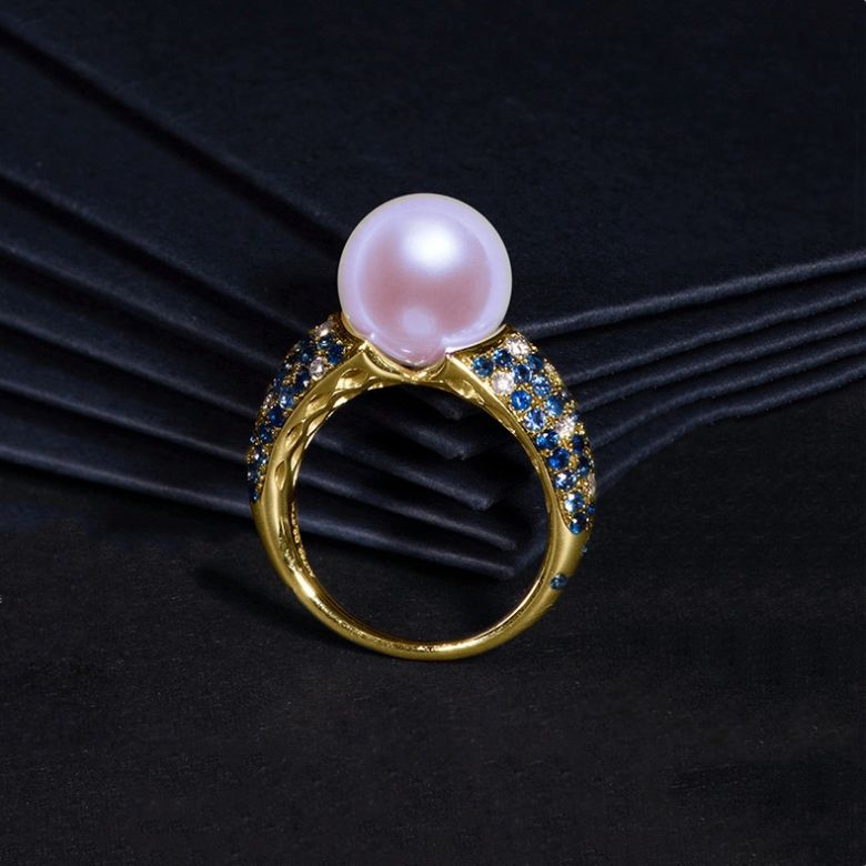 Anello L'Enchanteur - Oro Giallo, Zaffiri, Diamanti & Perla d'Acqua Dolce - 7