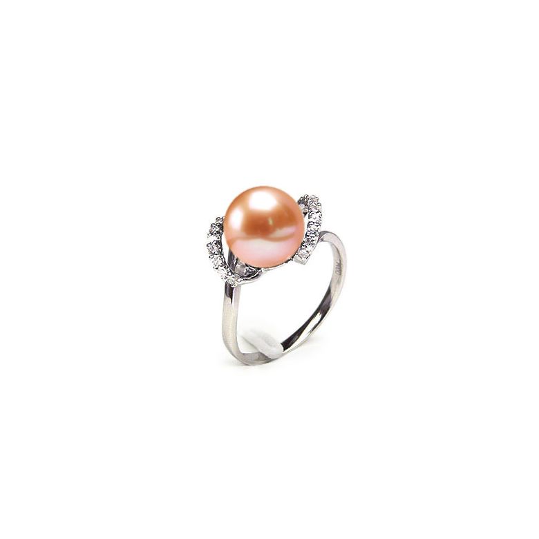 Anello Byzance - Oro Bianco 18kt, Diamanti e Perla d'Acqua Dolce - 2