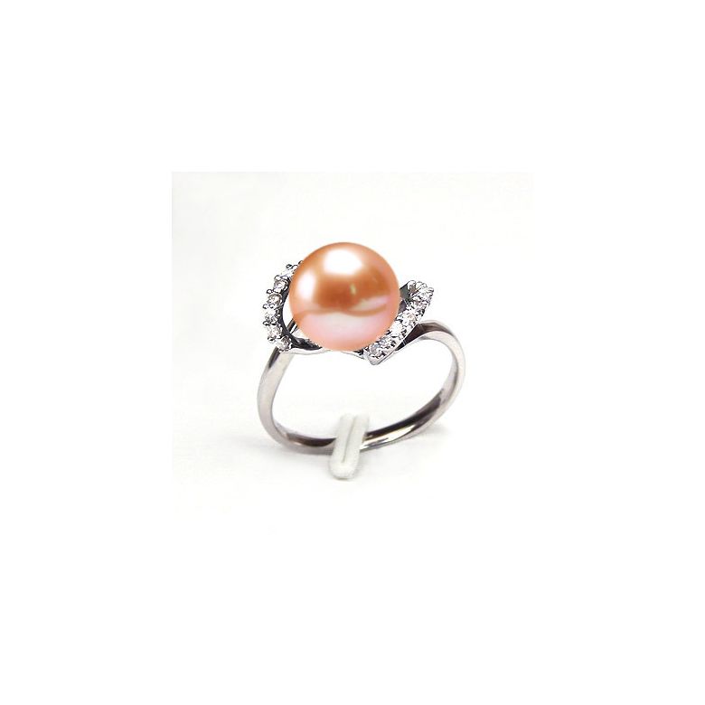 Anello Byzance - Oro Bianco 18kt, Diamanti e Perla d'Acqua Dolce - 3