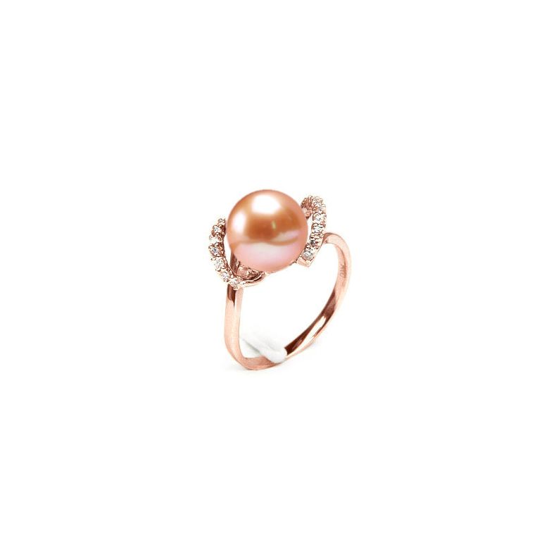 Anello Byzance - Oro Rosa 18kt, Diamanti e Perla d'Acqua Dolce - 1