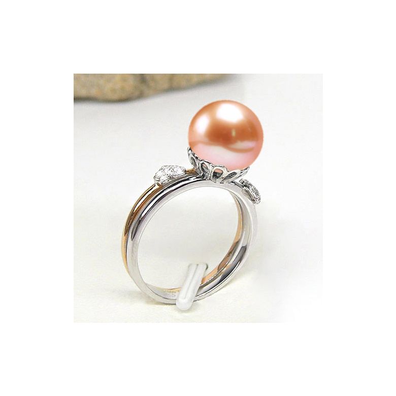 Anello Ovation - Oro Bianco/Giallo 18kt, Diamanti e Perla d'Acqua Dolce - 1
