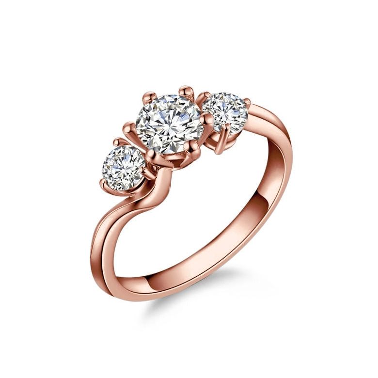 Anello Trilogy Oro Rosa 18kt - Anello di Fidanzamento 3 Diamanti | Gemperles - 1
