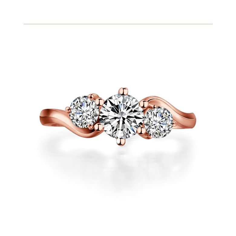 Anello Trilogy Oro Rosa 18kt - Anello di Fidanzamento 3 Diamanti | Gemperles - 3