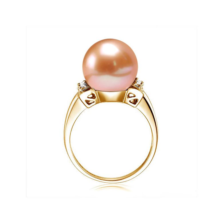 Anello Nodo Farfalla - Oro Giallo, Perla d'Acqua Dolce Rosa - 3