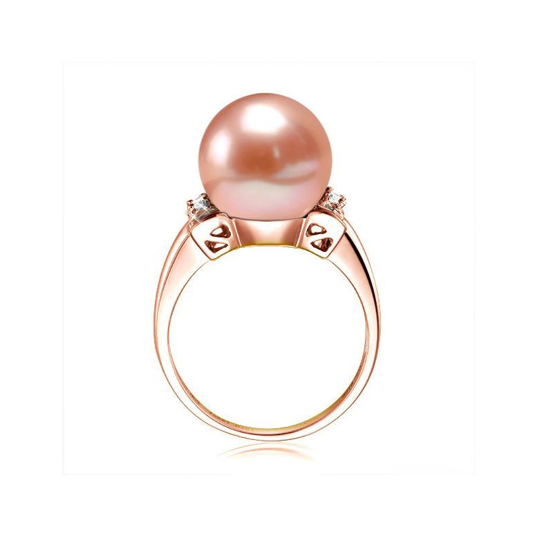 Anello Nodo Farfalla - Oro Rosa, Perla d'Acqua Dolce Rosa - 3