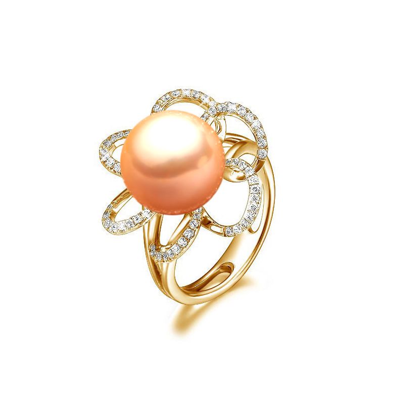 Anello Fleur Perlée - Oro Giallo, Perla d'Acqua Dolce Bianca - 4