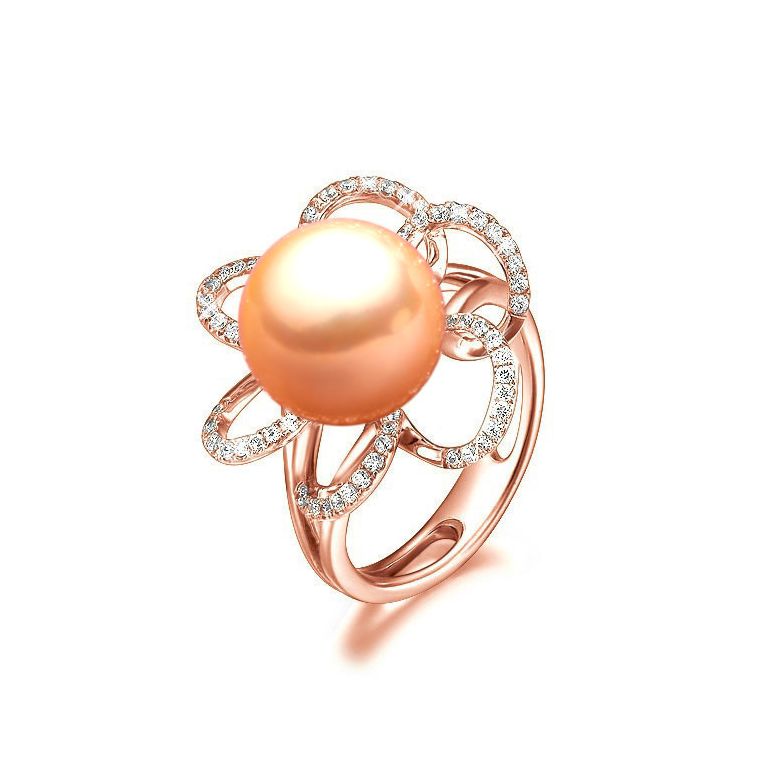 Anello Fleur Perlée - Oro Rosa, Perla d'Acqua Dolce Rosa - 1