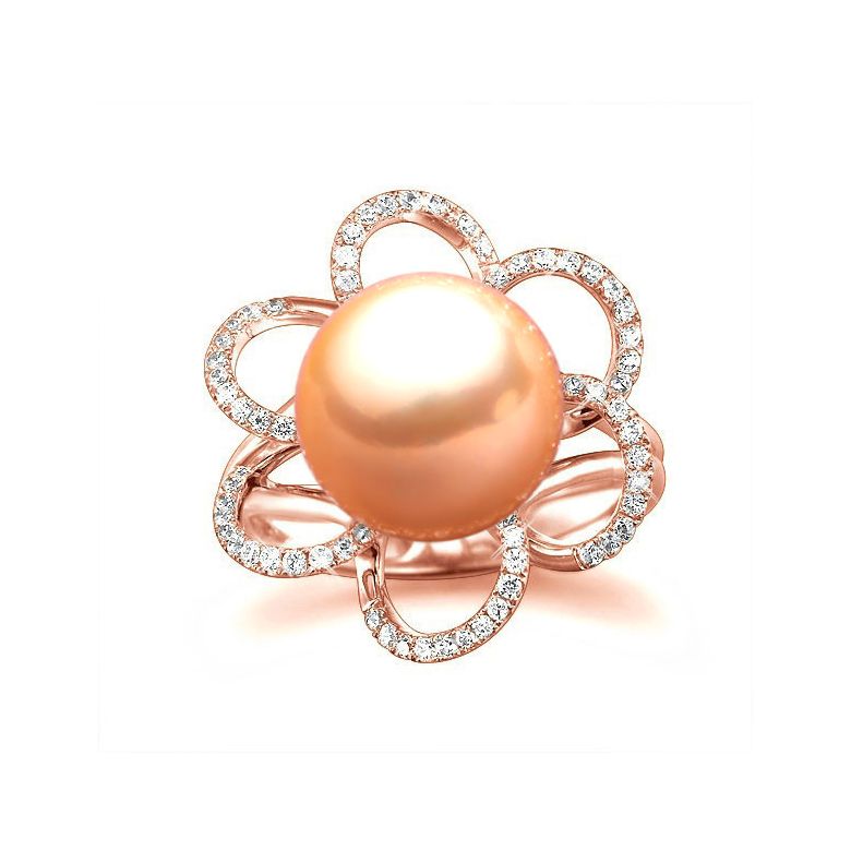 Anello Fleur Perlée - Oro Rosa, Perla d'Acqua Dolce Rosa - 3