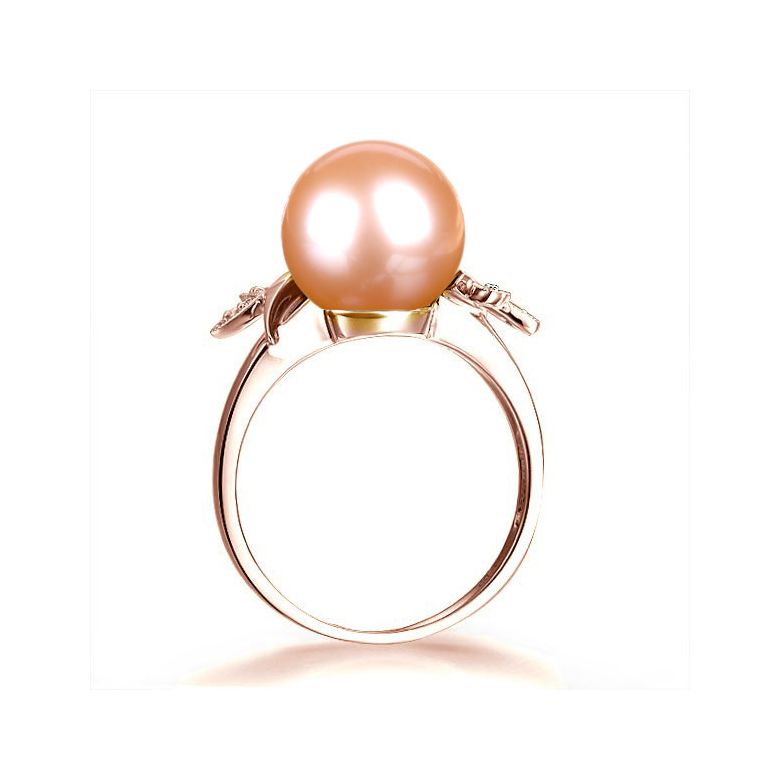 Anello Feuilles Étincelantes - Oro Rosa 18kt, Diamanti e Perla d'Acqua Dolce - 3