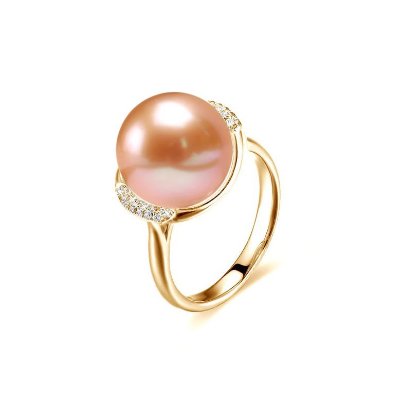Anello Circulaire - Oro Giallo, Perla d'Acqua Dolce Bianca - 7