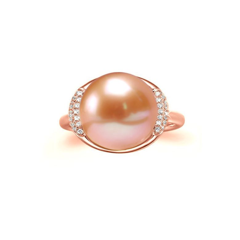 Anello Circulaire - Oro Rosa, Perla d'Acqua Dolce Rosa - 3