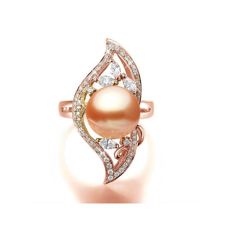 Anello Végétale - Oro Rosa, Perla d'Acqua Dolce Rosa - 2