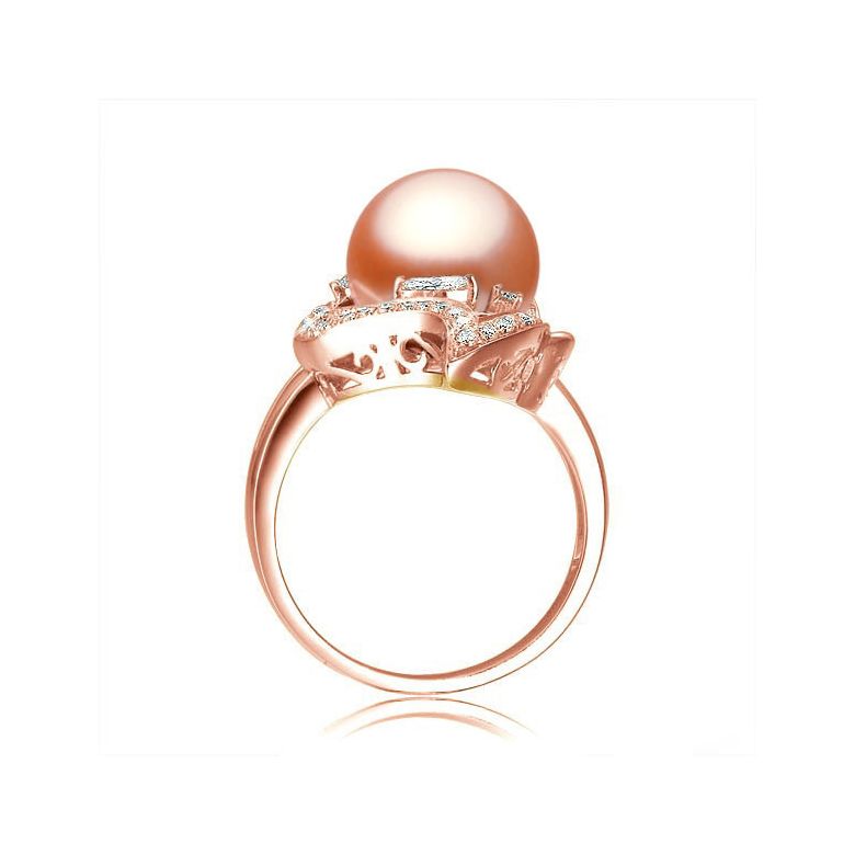 Anello Végétale - Oro Rosa, Perla d'Acqua Dolce Rosa - 3