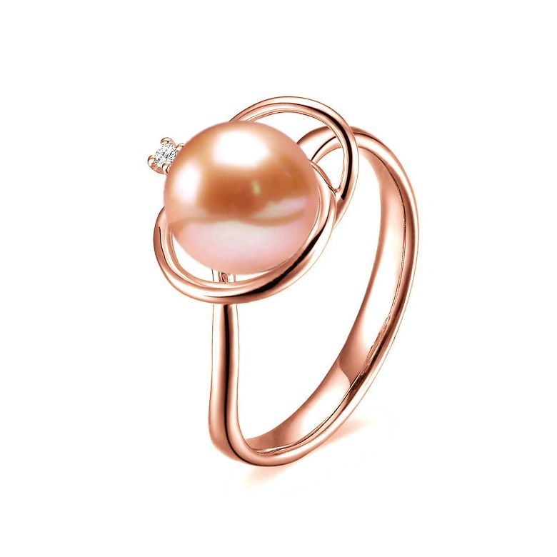 Anello Résurrection - Oro Rosa 18kt, Diamante e Perla d'Acqua Dolce - 1
