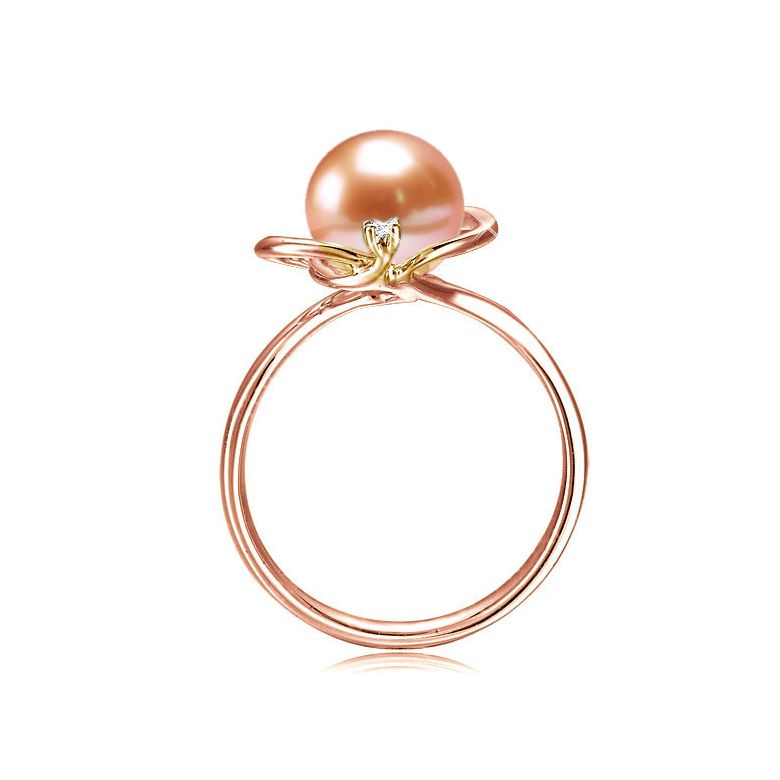 Anello Résurrection - Oro Rosa 18kt, Diamante e Perla d'Acqua Dolce - 3