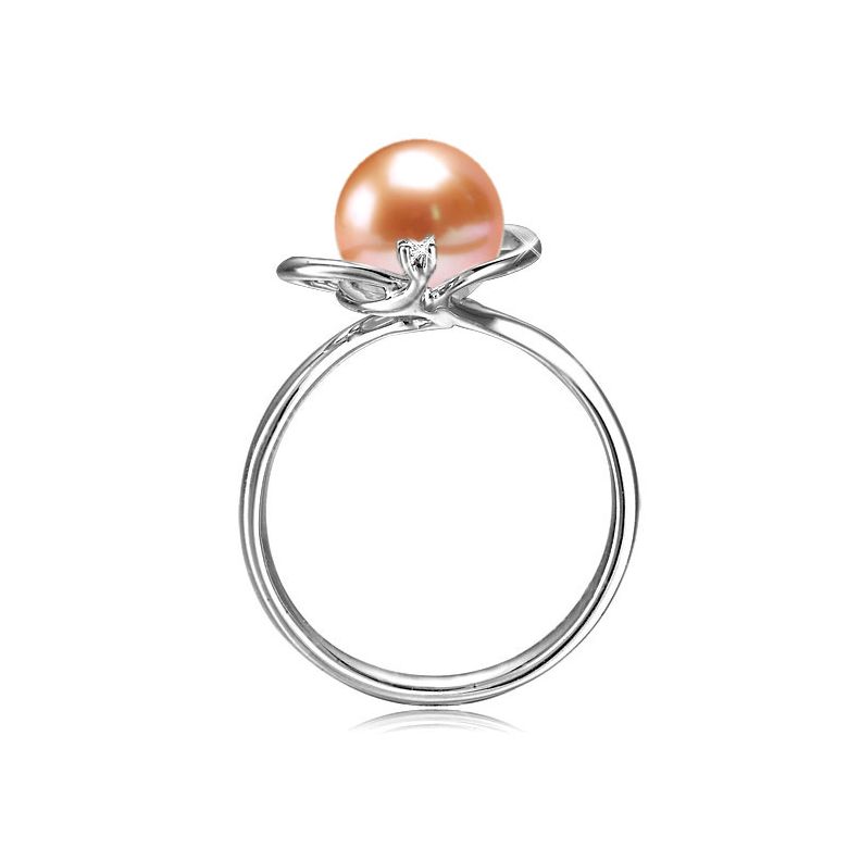 Anello Résurrection - Oro Bianco 18kt, Diamante e Perla d'Acqua Dolce - 3