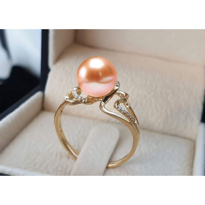 Anello Corinthe - Oro Giallo, Perla d'Acqua Dolce - 2