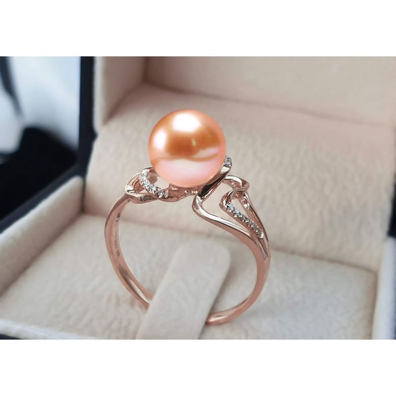 Anello Corinthe - Oro Rosa, Perla d'Acqua Dolce - 2