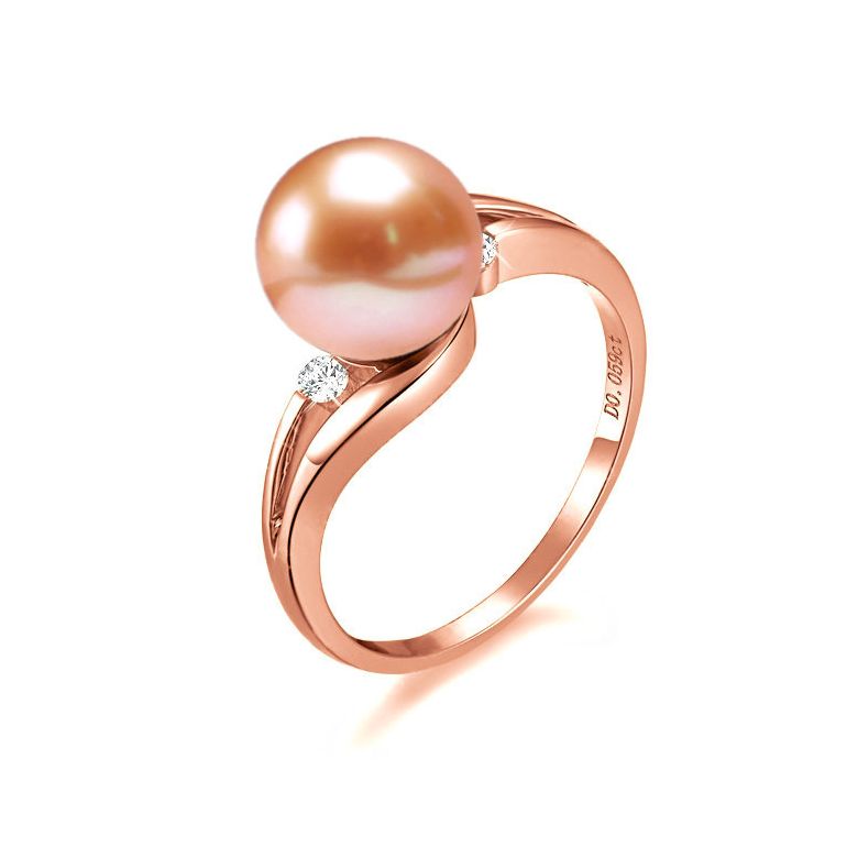 Anello Feuilles de Style - Oro Rosa 18kt e Perla d'Acqua Dolce - 1