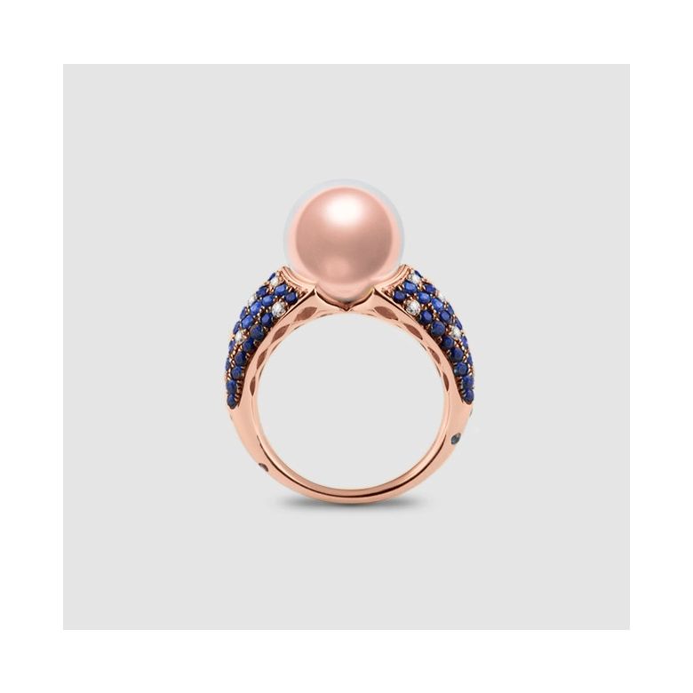 Anello L'Enchanteur - Oro Rosa, Zaffiri, Diamanti & Perla d'Acqua Dolce - 6