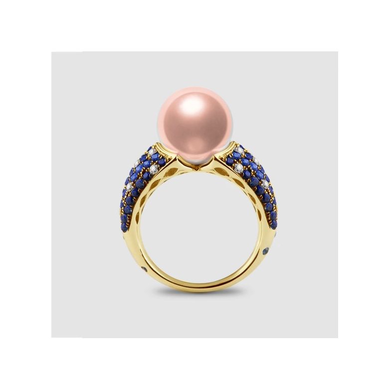 Anello L'Enchanteur - Oro Giallo, Zaffiri, Diamanti & Perla d'Acqua Dolce - 1