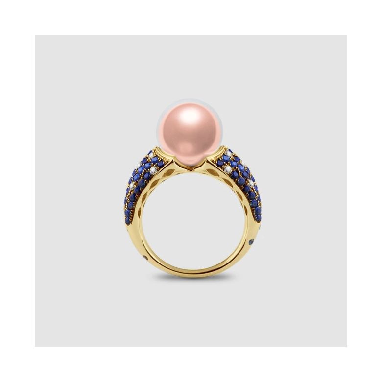 Anello L'Enchanteur - Oro Giallo, Zaffiri, Diamanti & Perla d'Acqua Dolce - 6