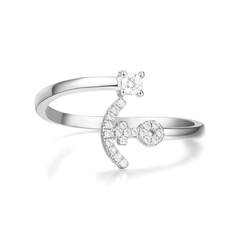 Anello Ancora per Donna -  Oro Bianco 18ct e Diamanti VS/G | Gemperles - 8
