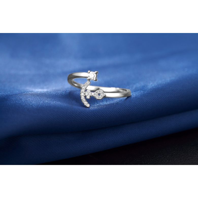 Anello Ancora per Donna -  Oro Bianco 18ct e Diamanti VS/G | Gemperles - 6